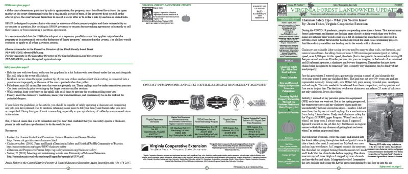 Fall 2020 Virginia Forest Landowner Update newsletter layout 