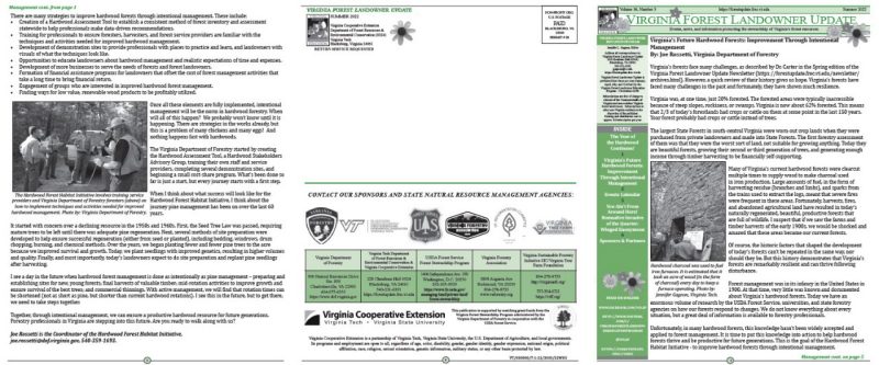 Summer 2022 Virginia Forest Landowner Update newsletter layout 